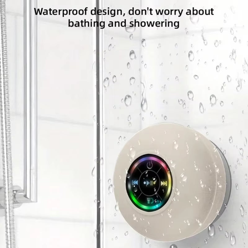 Mini Bluetooth Speaker Portable Waterproof Suction Cup Wireless Handsfree Speakers Illuminated LED Light for Showers Pool Car