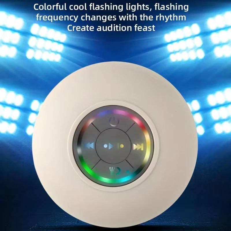 Mini Bluetooth Speaker Portable Waterproof Suction Cup Wireless Handsfree Speakers Illuminated LED Light for Showers Pool Car