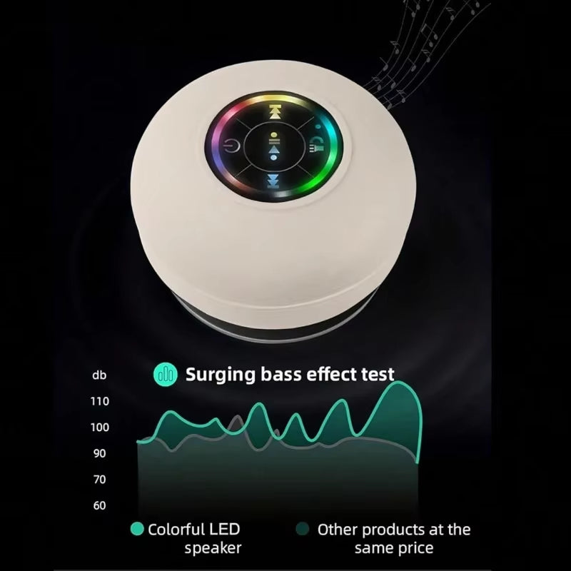 Mini Bluetooth Speaker Portable Waterproof Suction Cup Wireless Handsfree Speakers Illuminated LED Light for Showers Pool Car